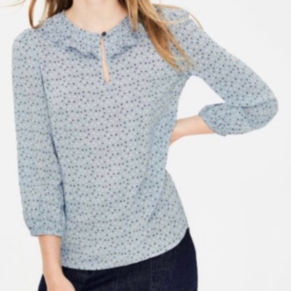 Boden blouse w/ruffle- US6, lt blue stars